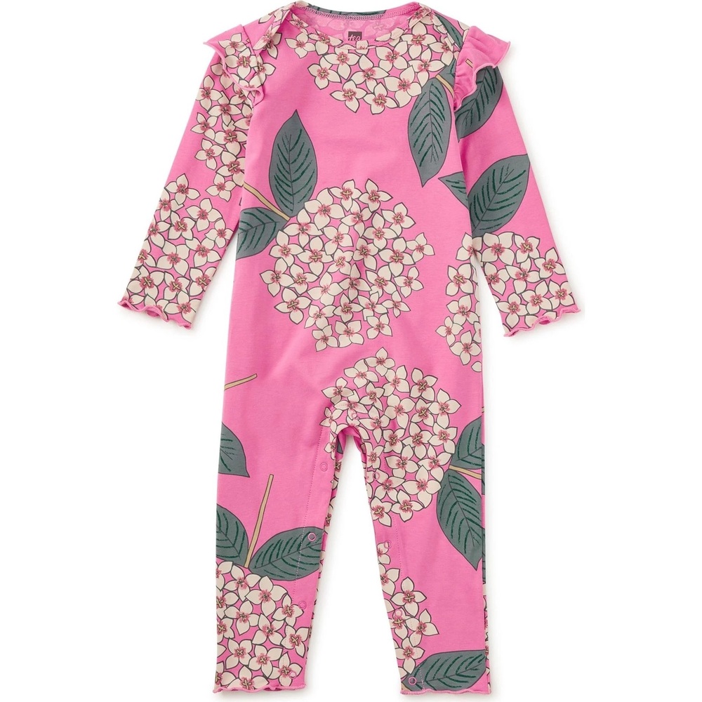 Tea Collection Girls Pink Floral Romper size: 6-9 Months